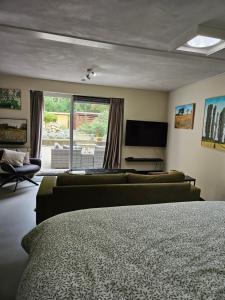 - un salon avec un canapé et une télévision dans l'établissement Artz of Nature, à Emmen