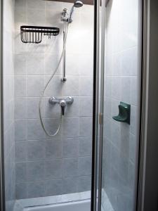 a shower with a hose in a bathroom at Les Hirondelles in Baguer-Pican