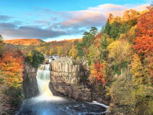 a waterfall in the middle of a forest at 6 Guests - 3 Bed House in Chester-le-Street in Chester-le-Street