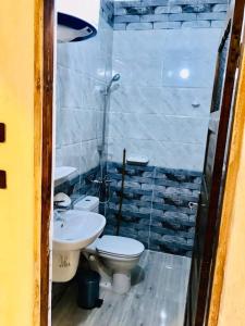 een badkamer met een toilet en een wastafel bij Nukud guest house in Aswan