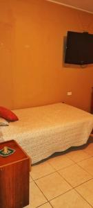 1 dormitorio con 1 cama y TV de pantalla plana en B&B Hogar Bella Vita, en Coquimbo