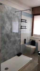 y baño con ducha, aseo y lavamanos. en Art-Apart LT appartamento con giardino privato en Padua