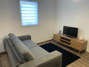 TV a/nebo společenská místnost v ubytování Studio bien situé & tout équipé dans une maison