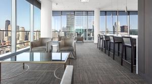 a conference room with a view of a city at NVCLL Chicago in Chicago