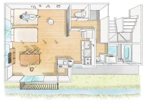 a drawing of a bathroom with a diagram at 川の音 Kawanone in Izu