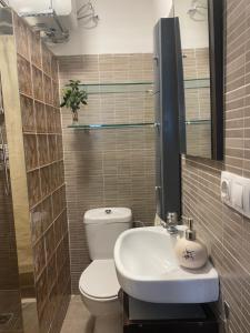 un baño con inodoro y lavabo en ESTUDIO EN SANJOSE A 50 M DE LA PLAYA, en San José