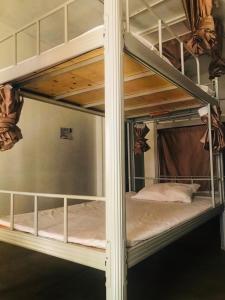 سرير بطابقين أو أسرّة بطابقين في غرفة في Annie Backpacker Hostel