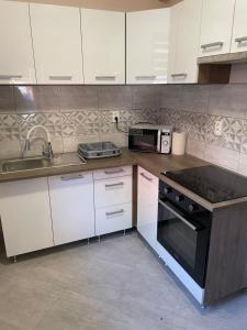Kuchyň nebo kuchyňský kout v ubytování Ponty Apartman