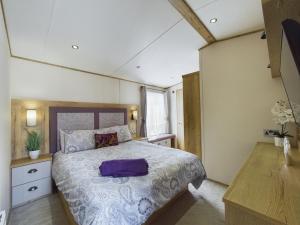 林肯的住宿－Tattershall Lakes Mini Breaks - Gibson Close，一间卧室设有一张大床和一个窗户。