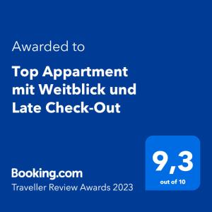 Certifikát, ocenenie alebo iný dokument vystavený v ubytovaní Top Appartment mit Weitblick und Late Check-Out inklusive aktivCARD