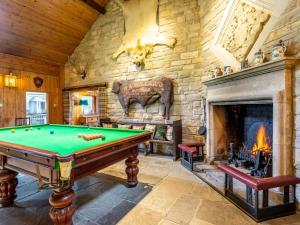 a pool table in a room with a fireplace at 4 Bed in Dorchester 80513 in Charminster
