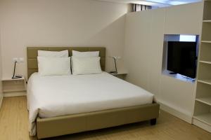 エンツハイムにあるStrasbourg Entzheimのベッドルーム(ベッド1台、薄型テレビ付)