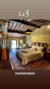 een slaapkamer met een groot bed in een kamer bij B&B Podere Camaiano in Roccastrada