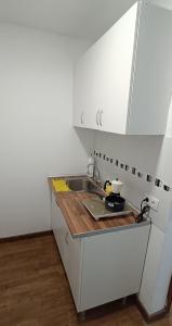 a small kitchen with a sink and a counter at Apartamento Puente Romano in Salamanca