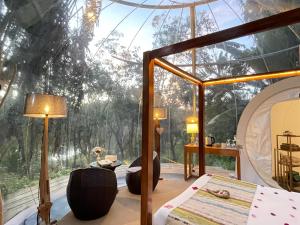 Postel nebo postele na pokoji v ubytování Bubble Lodge Bois Chéri Plantation