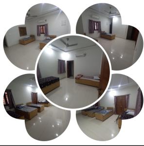 kolaż czterech zdjęć pokoju w obiekcie MMR LUXURIOUS GIRLS PG AND HOSTEL w mieście Dźodhpur