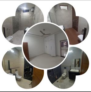 eine Collage mit vier Bildern eines Badezimmers in der Unterkunft MMR LUXURIOUS GIRLS PG AND HOSTEL in Jodhpur