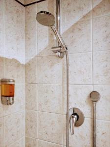 y baño con ducha con cabezal de ducha. en Casa rurale Colleccio - colline di Lucca, en Fibbialla