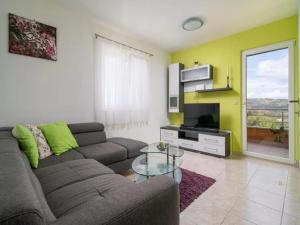 a living room with a couch and a tv at Villa Jelena in Dračevica