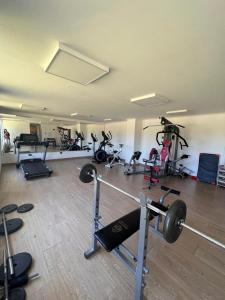 un gimnasio con varios equipos de ejercicio en una habitación en Bienvenidos a Valdivia, en Valdivia