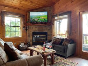 Χώρος καθιστικού στο Rustic Cabin, Fire Pit with HotTub, Mountain Views, Peaceful Location
