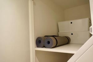 a white closet with two rolls of thread at Epic Location, Views & Large Private Terrace in Windsor