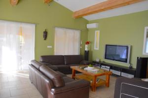 - un salon avec un canapé et une télévision dans l'établissement Villa Cabasse, à Cabasse