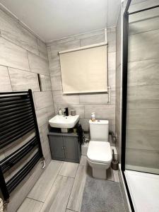 bagno con servizi igienici e lavandino di Apartment in Greenwich a Londra