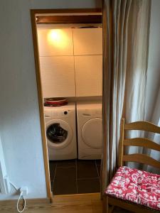 - Lavadora y secadora en una habitación pequeña en La grande garde, en Les Avants