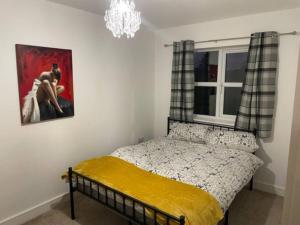 a bedroom with a bed and a painting on the wall at Immaculate house in Doncaster 2 in Doncaster