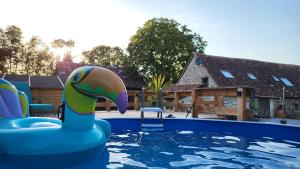 una piscina con un juguete inflable de un delfín en Maison Lamers, en Lignac
