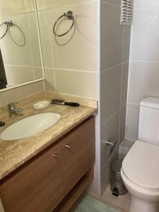 een badkamer met een wastafel en een toilet bij Egeo mariposa in Viña del Mar