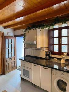 a kitchen with a counter top with a dishwasher at Casa en Cudillero casco antiguo in Cudillero +9 photos