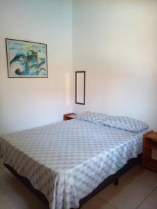 1 dormitorio con 1 cama y una foto en la pared en Ap Buzios, en Búzios