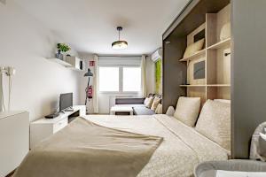 1 dormitorio con 1 cama grande en una habitación en Apartamentos Hortaleza, en Madrid