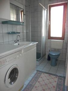 フュルトにあるFerien-und-Messeappartement-Falkeのバスルーム(洗濯機、トイレ付)