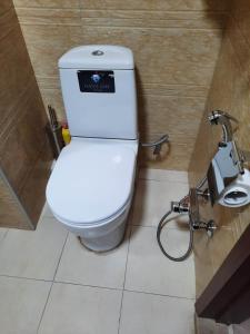 uma casa de banho com um WC branco num quarto em Large apartment in Tbilisi em Tbilisi