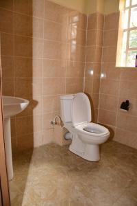 ein Bad mit einem WC und einem Waschbecken in der Unterkunft Stylish 2 bedroom in Kitale Fully Furnished at 360 Luxury in Kitale