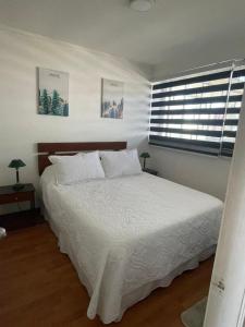 เตียงในห้องที่ Excelente ubicación Apartamento Viña del Mar