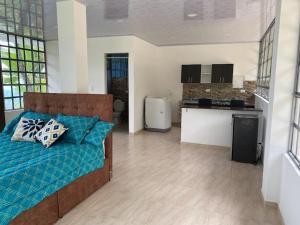 a large room with a bed and a kitchen at Estancia Don Heli in San Francisco
