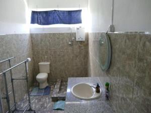 ein Bad mit einem Waschbecken und einem WC in der Unterkunft Bois Gournable in Rodrigues Island