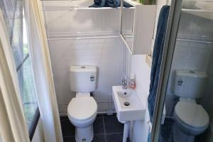 a small bathroom with a toilet and a sink at Pillar to Coast in Pillar Valley +20 photos