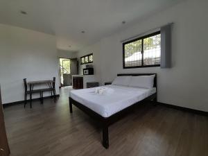 a bedroom with a large white bed with a window at Palawan-Residence B&B in Puerto Princesa City