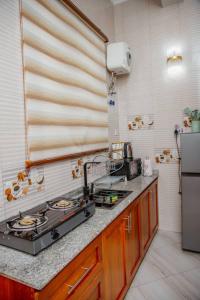 Η κουζίνα ή μικρή κουζίνα στο Mahogany Mine Apartments-1