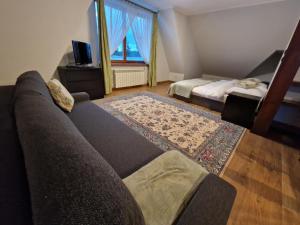 a living room with a couch and a tv at Apartamenty Monti in Bukowina Tatrzańska