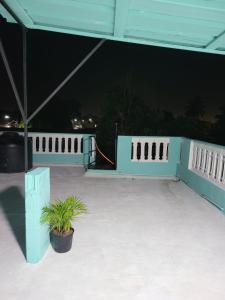 a patio with a white fence and a potted plant at SUISSE . CH APPARTEMENT in San Pedro de Macorís