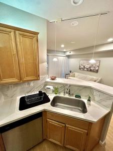 a kitchen with a sink and a counter top at Bohemian Bliss 10 Min from DT SJ in San Jose