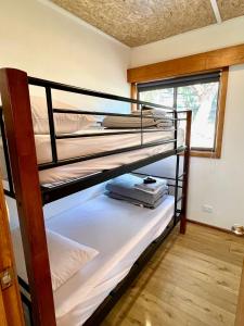 two bunk beds in a room with a window at Cooinda Holiday Village Cabins in American River