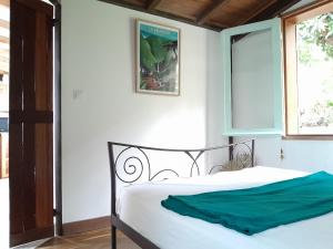 サン・ルにあるTi Kaz Kafé - Charmante Case créole indépendante à St Leuのベッドと窓のある寝室