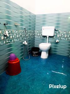 德奧加爾的住宿－Parinay Vatika Inn，一间带卫生间和水的浴室。